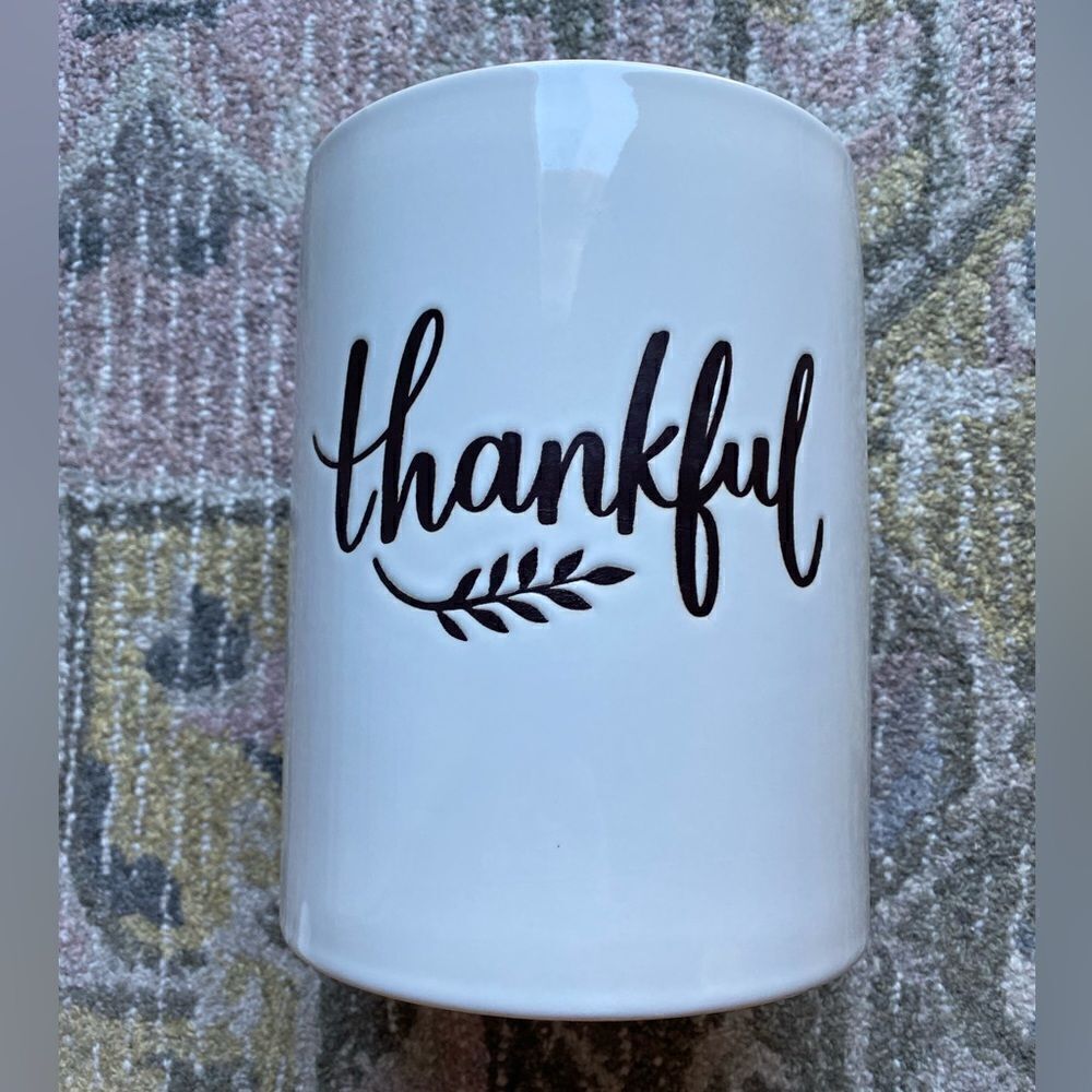Threshold Stoneware Hand Engraved Thankful Container - Picture 2 of 8